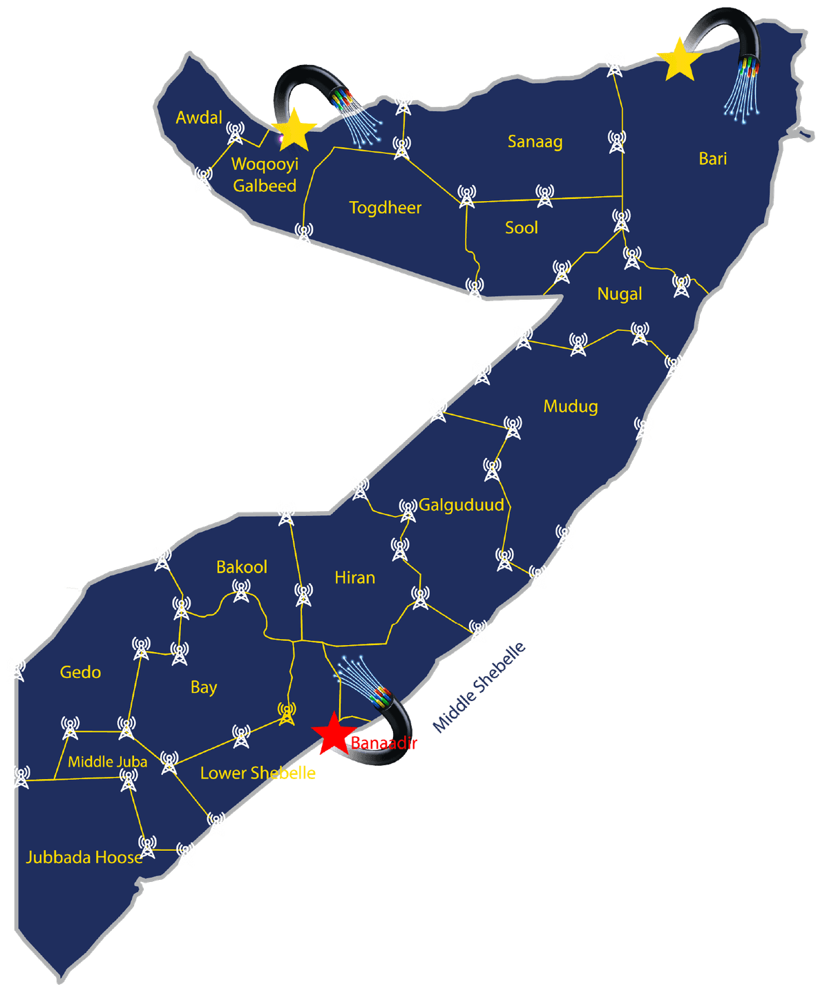 Somtel network coverage across Somalia